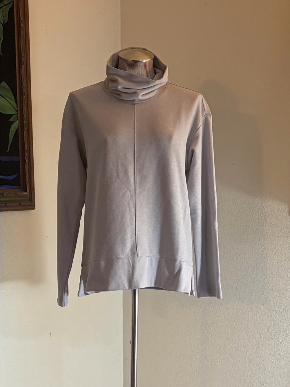 Women's Light Gray/Mauve Turtleneck Pullover Sweater